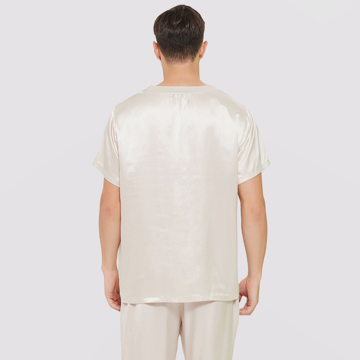 Mens Short Silk Pajama Set Silk Two Piece V Neck Silk Sleepwear