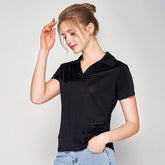 Silk short - sleeved T-shirt for women silk knitted top