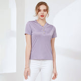 Silk Top Women's Short - sleeved Silk Knitted Bottoming Shirt Claret S