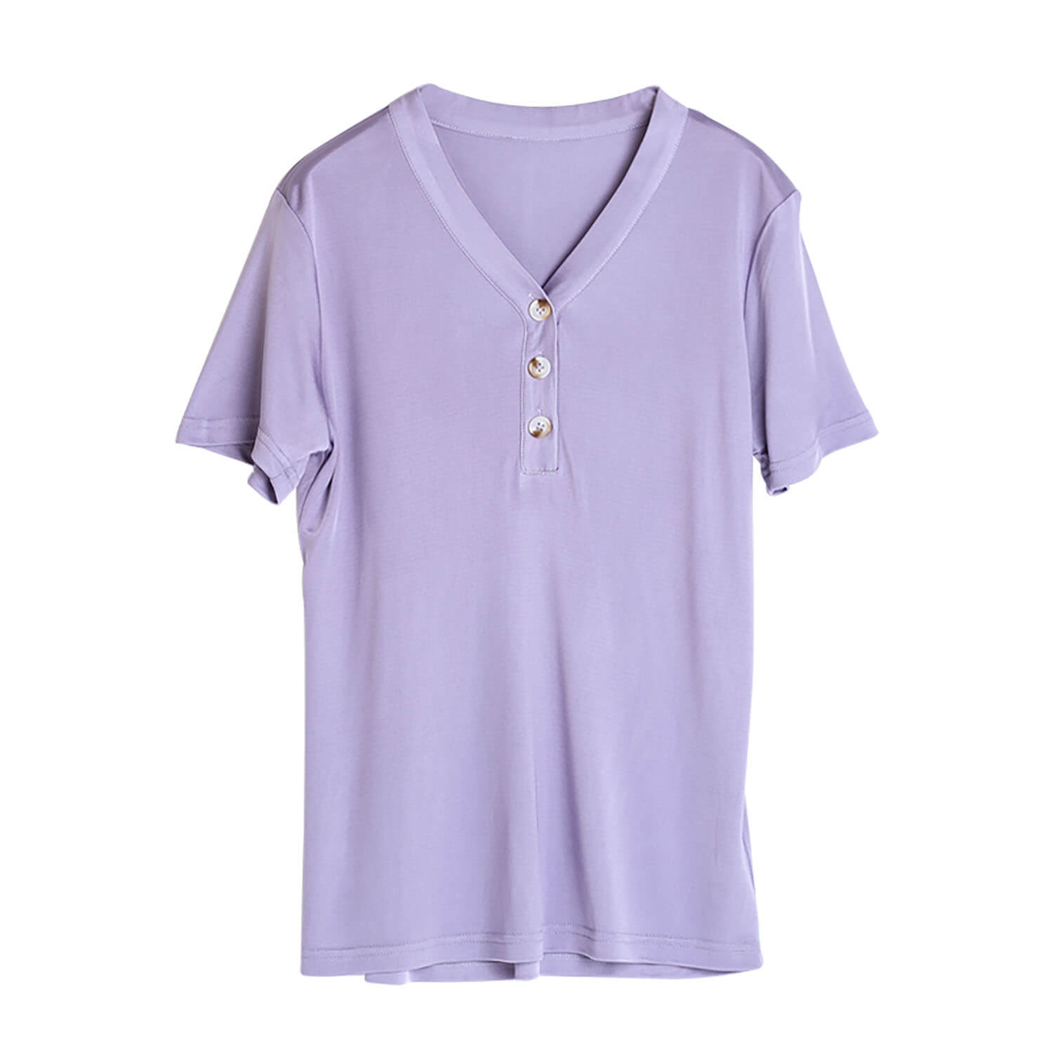 Silk Top Women's Short - sleeved Silk Knitted Bottoming Shirt Purple S