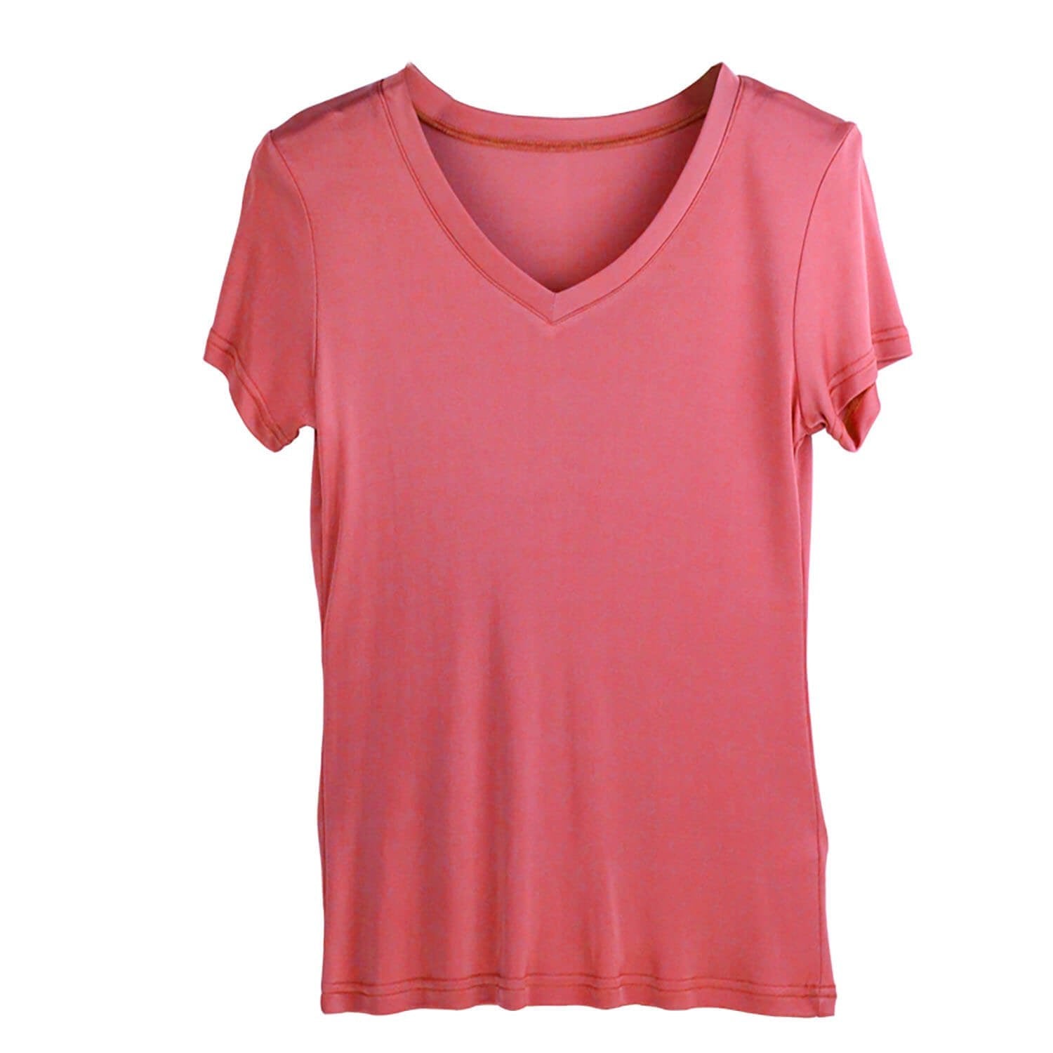 Silk V - neck Silk T-shirt Women's Silk Knitted Top Pink XS