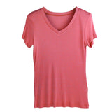 Silk V - neck Silk T-shirt Women's Silk Knitted Top Pink XS