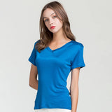 Silk V - neck Silk T-shirt Women's Silk Knitted Top Pink XS