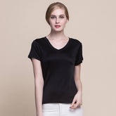 Silk v - neck silk t-shirt women's silk knitted top