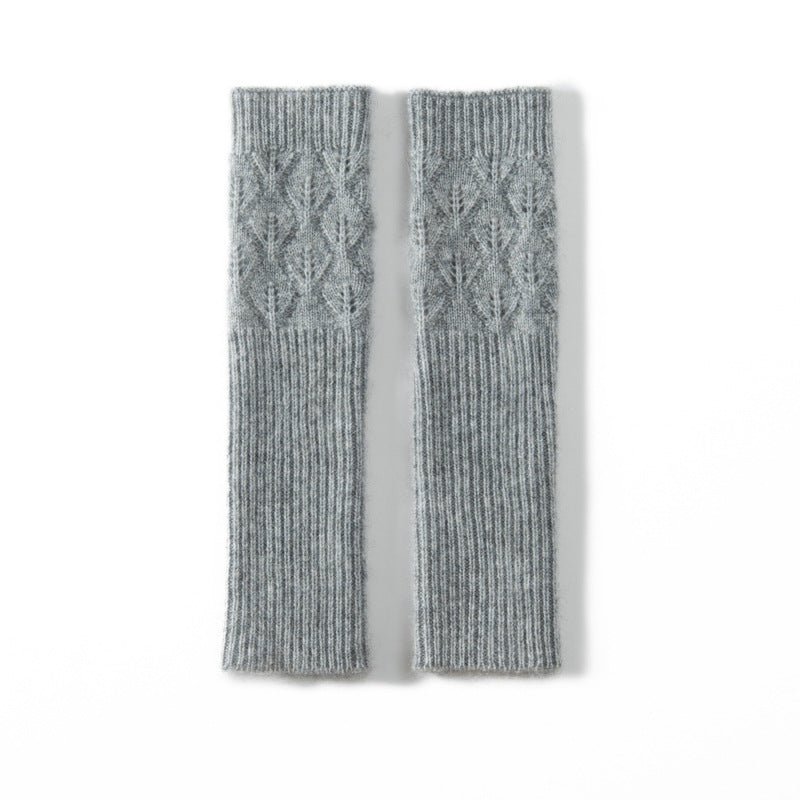 Soft Cable Fingers Free Fingerless Cashmere Knit Gloves Cashmere Wrist Protection