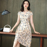 Summer Silk Floral Dress 100% Mulberry warp pure silk dresses