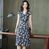 Summer Silk Floral Dress 100% Mulberry warp pure silk dresses