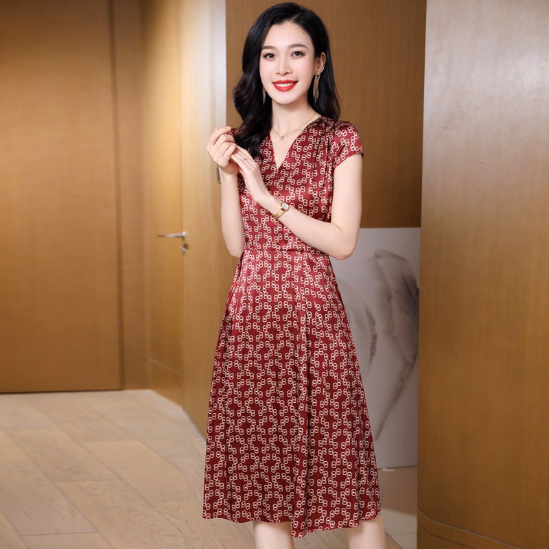 Summer Silk Floral Dress for Women a line pure silk Guest Party Dress