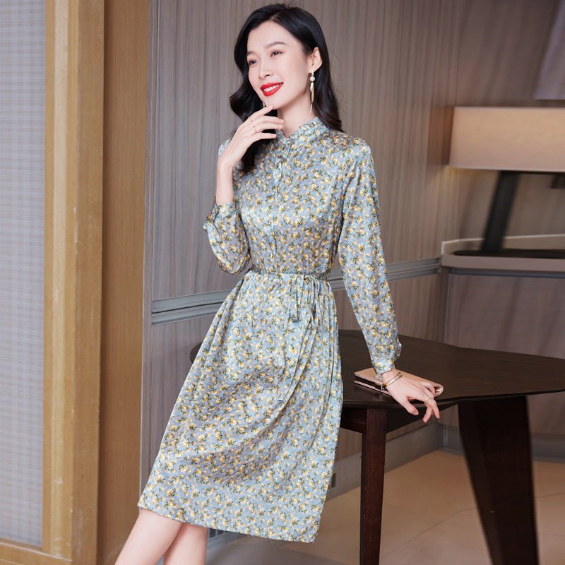 Summer Silk Floral Dress Printed Formal Wedding Guest Party Dresses