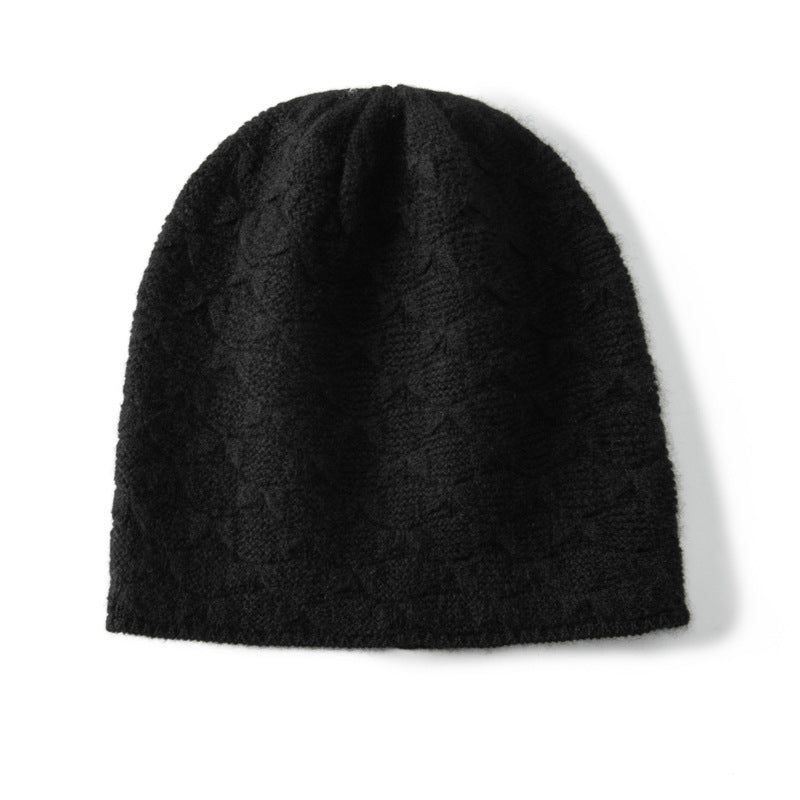 Textured Cashmere Hat for Women Scallop Pattern Cashmere Beanie