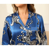 Tiger Silk Pajama Set Printed 100% Silk Pajamas For Women