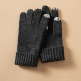 Touchscreen Cashmere Gloves Unisex Ribbed Cashmere Gloves