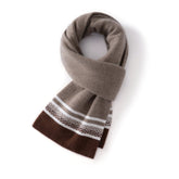Unisex Cashmere Scarf with Contrast Woven Soft Knitted Cashmere Wrap