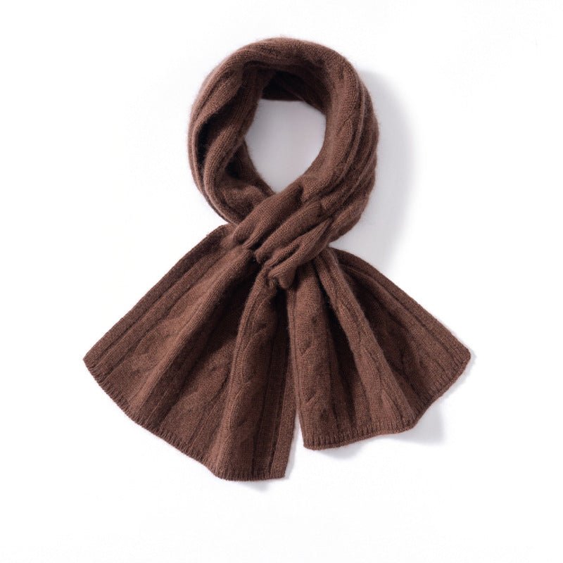 Unisex Short Cable Knit Cashmere Scarf Cashmere Crossover Wrap