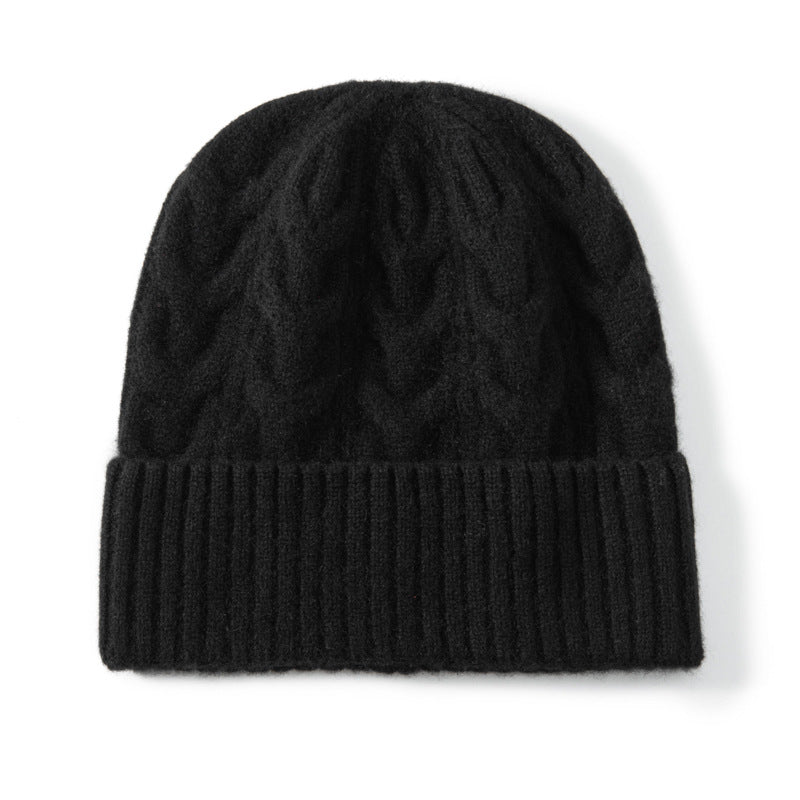 women and men cashmere cable knitted solid hats winter warm cashmere beanie