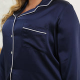 Women Plus Size Silk Pajamas 100% Silk Two Piece Pjs Black 1X