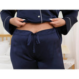 Women Plus Size Silk Pajamas 100% Silk Two Piece Pjs Black 1X