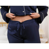 Women Plus Size Silk Pajamas 100% Silk Two Piece Pjs Black 1X