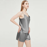 Women Silk Cami Set 100% Cowl Neck Silk Camisole Set