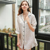 Women's 100% Long Silk Nightgown with Polka Dots Ladies Nightshirt