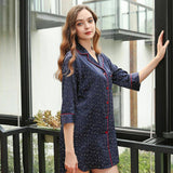 Women's 100% Long Silk Nightgown with Polka Dots Ladies Nightshirt