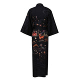 Women's Deer Prints Silk Kimono Robes Stars Silk Bathrobe