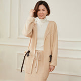Womens Belted Cashmere Cardigan Cashmere Coat Open Front Knit Jacket Beige One Size Fits Most