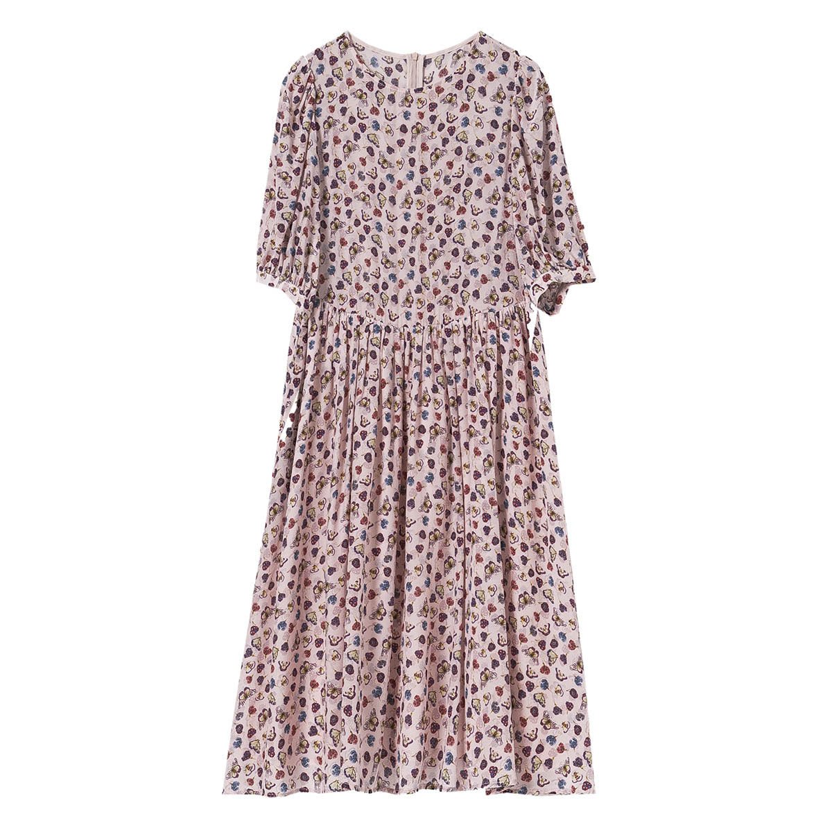 Womens Blush Pink Silk Midi Dress Petite Floral Print Long Silk Dreess Pink XS