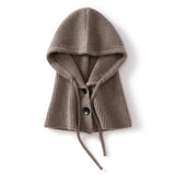 Womens Cashmere Balaclava 100% Cashmere Hooded Scarf with Adjustable Drawstring