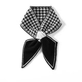 Womens Cashmere Bowknot Scarf Houndstooth Cashmere Neck Warmer
