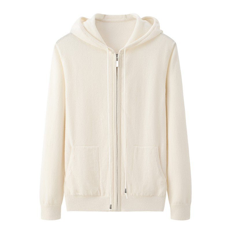 Womens Zip - Up Cashmere Hoodie With Kangaroo Pockets Cashmere Cardigans
