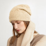 womens cashmere hats ribbed knitted solid cashmere beanie warm stacked hat