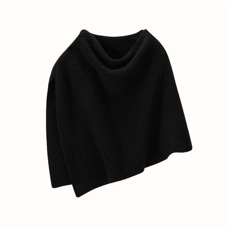 Womens Cashmere Knit Shawl Wrap Asymmetric Cashmere Shoulder Cape Black One Size Fits Most