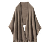 Womens Cashmere Ruffle - edge Cape Shawl And Wraps Flounce Edge Cloak
