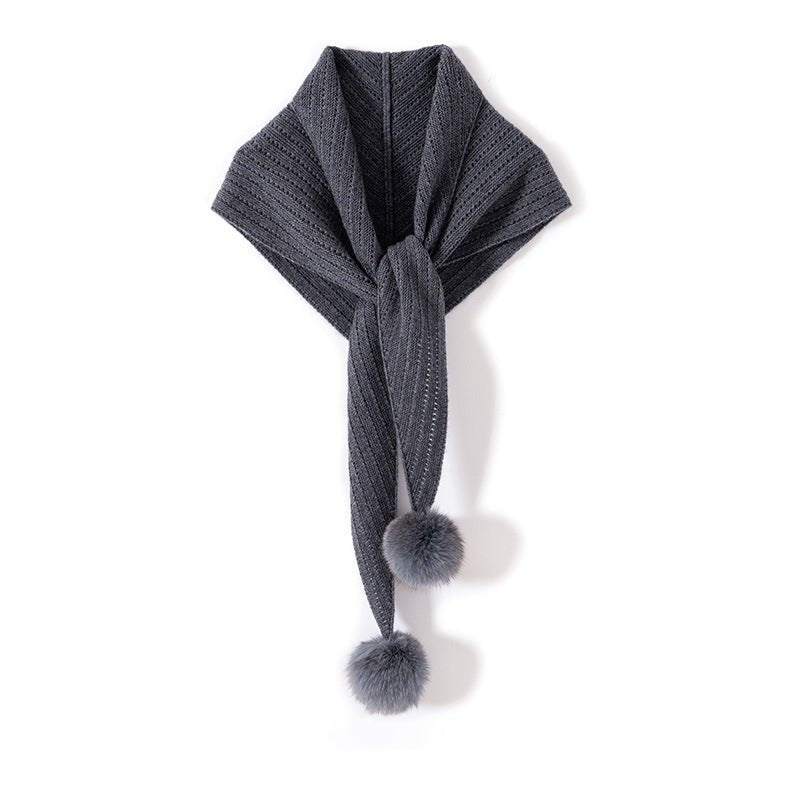 Womens Cashmere Scarf with Pom Cashmere Neck Scarf Plush Pom Ends