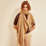 Womens Cashmere Shawl And Wraps Large Cashmere Scarf With Fringe Camel - 1 XL