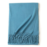 Womens Cashmere Shawl And Wraps Large Cashmere Scarf With Fringe Blue - 1 XL
