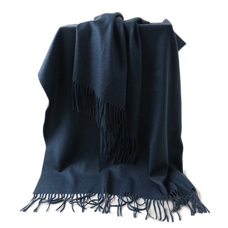 Womens Cashmere Shawl And Wraps Large Cashmere Scarf With Fringe Blue - 2 XL