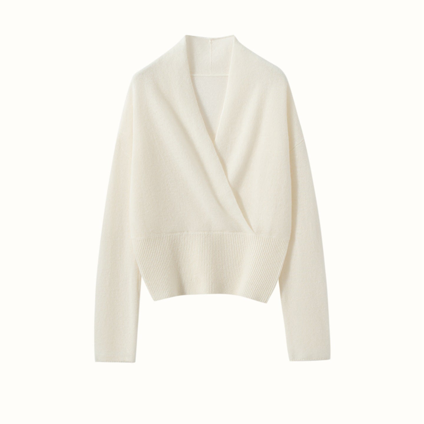 Womens Cashmere Sweater V Neck Cashmere Knit Pullover Cashmere Wrap Ivory XS
