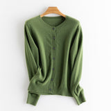 Womens Crew Neck Cashmere Cardigan Button Closure Cashmere Coat