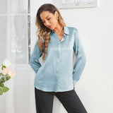 Women's Work Silk Shirts Hidden Placket Silk Blouse