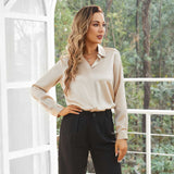 Women's Work Silk Shirts Hidden Placket Silk Blouse
