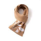 Womens Floral Knitted Cashmere Scarf with Bloom Motif Winter Cashmere Wrap