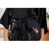 Women's Floral Print Pure Silk Kimono Robes