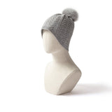 Womens Knitted Cashmere Beanie with Fur Pom Warm Pure Cashmere Hats Multi Colors