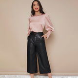 Women's Lantern Sleeve Silk Blouse Long Sleeves Silk Shirt Rosy Pink XS