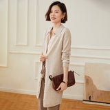 Womens Long Cashmere Cardigan Cashmere Sweater Open Front Cashmere Knit Coat Claret XS