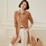 Womens Long Cashmere Cardigan Cashmere Sweater Open Front Cashmere Knit Coat Camel XS