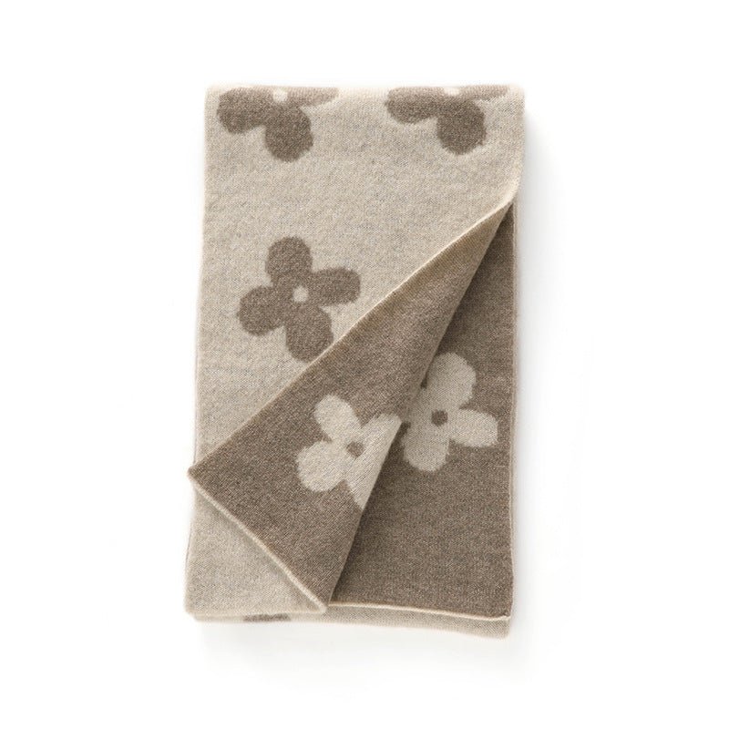 Womens Long Cashmere Scarf Reversible Floral Cashmere Knit Scarf