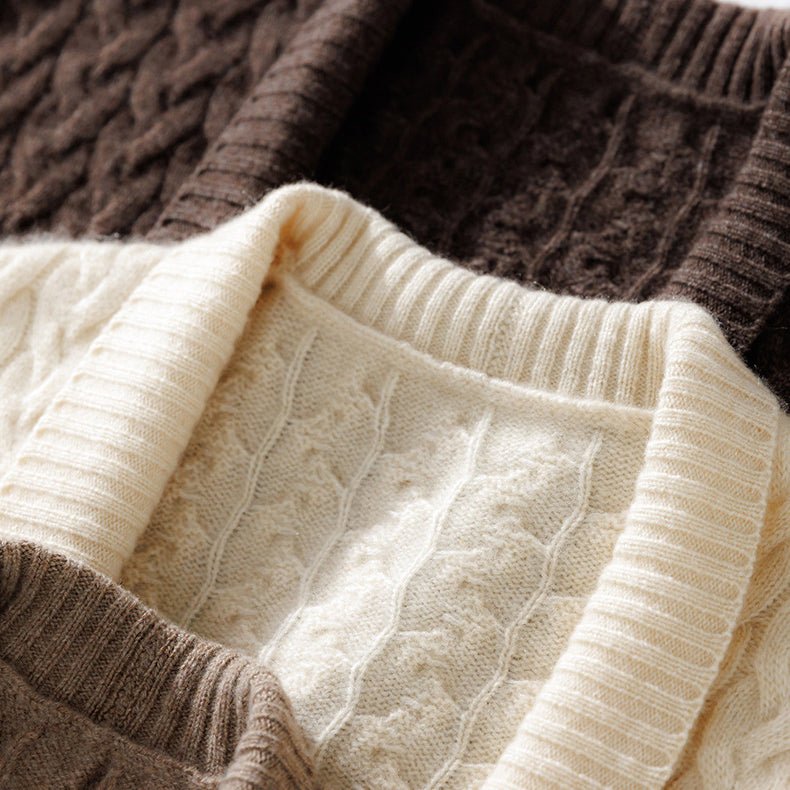 Womens Long Cable Knit Cashmere Cardigan Open Front Coat With Pockets